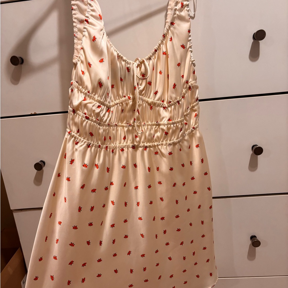 Zara Ivory Dress with Scarlet Floral Accents